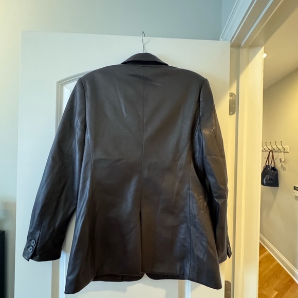 GAP Chocolate Brown Vegan Leather Blazer size M - Picture 2 of 3